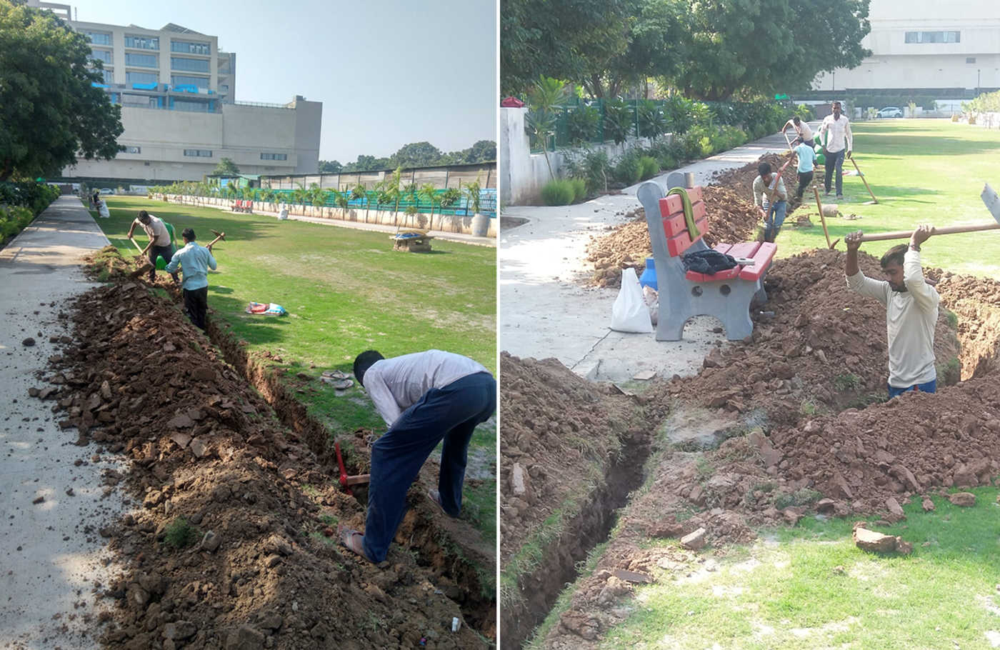 Excavation is being done for electricity work after the completion of the park. NS Kalsi, a social worker, has sent a complaint to the Chief Administrator of GAMADA.